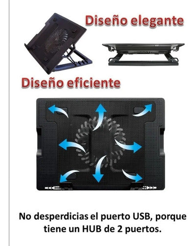 Ventilador Externo Laptop Base Enfriadora 2 Usb 5 Posiciones